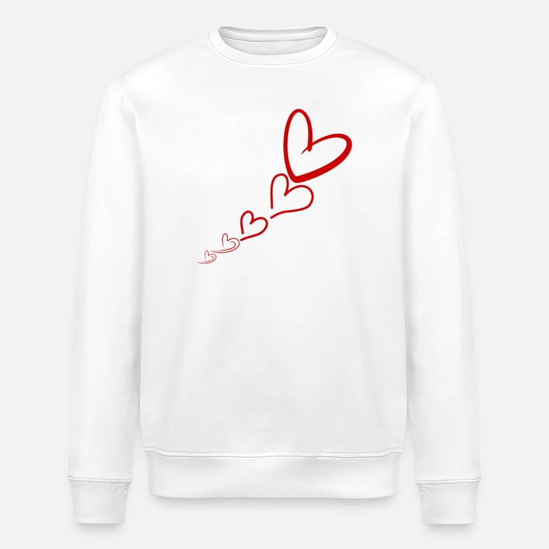 Linear Red Hearts - Stanley/Stella ROLLER Unisex Organic Sweatshirt - white