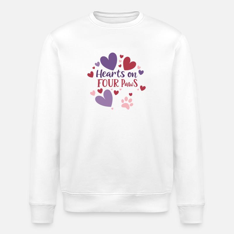 Tierische Liebe - Herzen auf vier Pfoten - Stanley/Stella Unisex Bio-Sweatshirt ROLLER - Weiß
