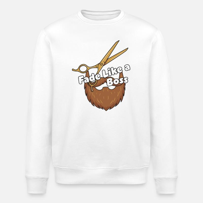 Fade Like a... Beard Scissors - Stanley/Stella ROLLER Unisex Organic Sweatshirt - white