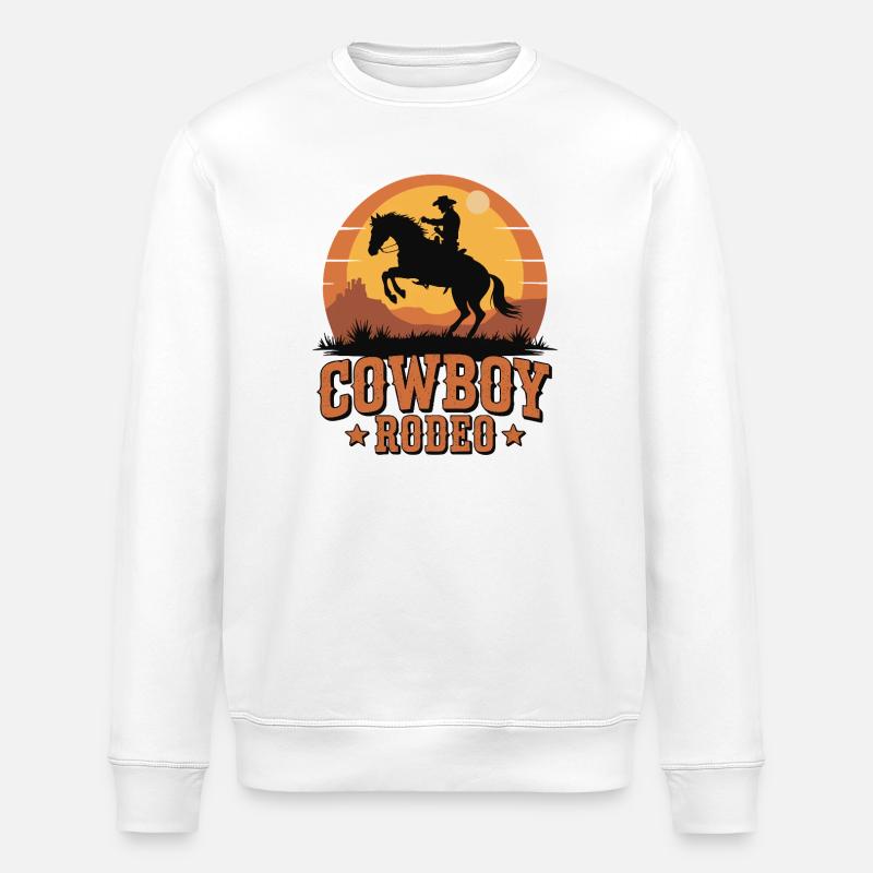 Cowboy Rodeo - Wild West Sunset Design - Stanley/Stella Unisex Bio-Sweatshirt ROLLER - Weiß