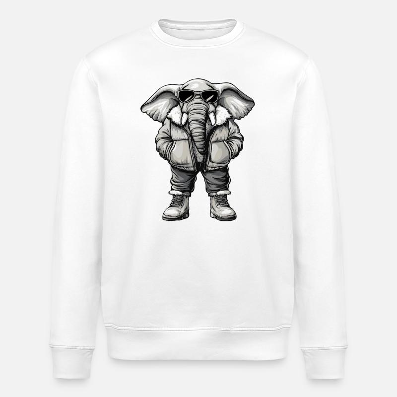 Elefant Cool Winter - Stanley/Stella Unisex Bio-Sweatshirt ROLLER - Weiß