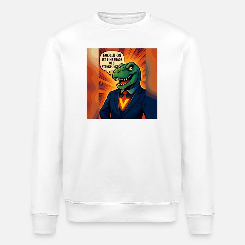 Dino im Anzug – Evolution ist Ansichtssache - Stanley/Stella Unisex Bio-Sweatshirt ROLLER - Weiß