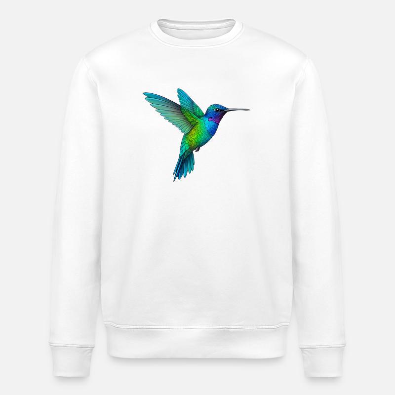 Regenbogen-Kolibri-Flug - Stanley/Stella Unisex Bio-Sweatshirt ROLLER - Weiß