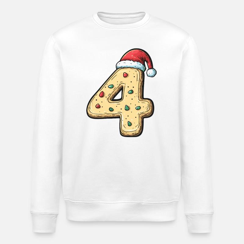 Biscuit de Noël à 4 chiffres - Sweat bio ROLLER Stanley/Stella Unisexe - blanc