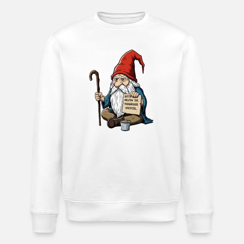 Gnome affamé | Aider, s’il vous plaît - Sweat bio ROLLER Stanley/Stella Unisexe - blanc