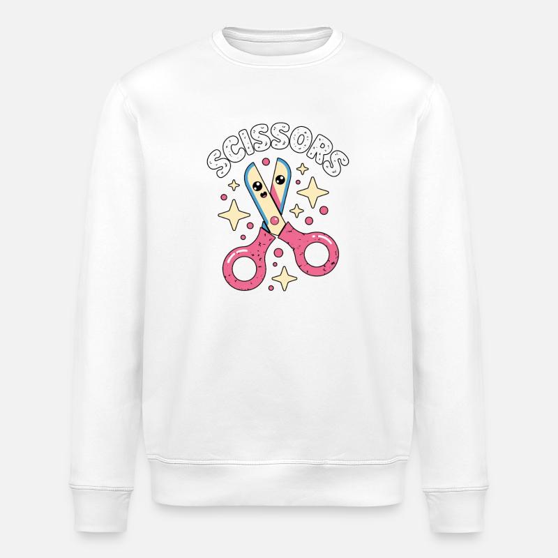 Schere Stein Papier Kawaii Scissors - Stanley/Stella Unisex Bio-Sweatshirt ROLLER - Weiß