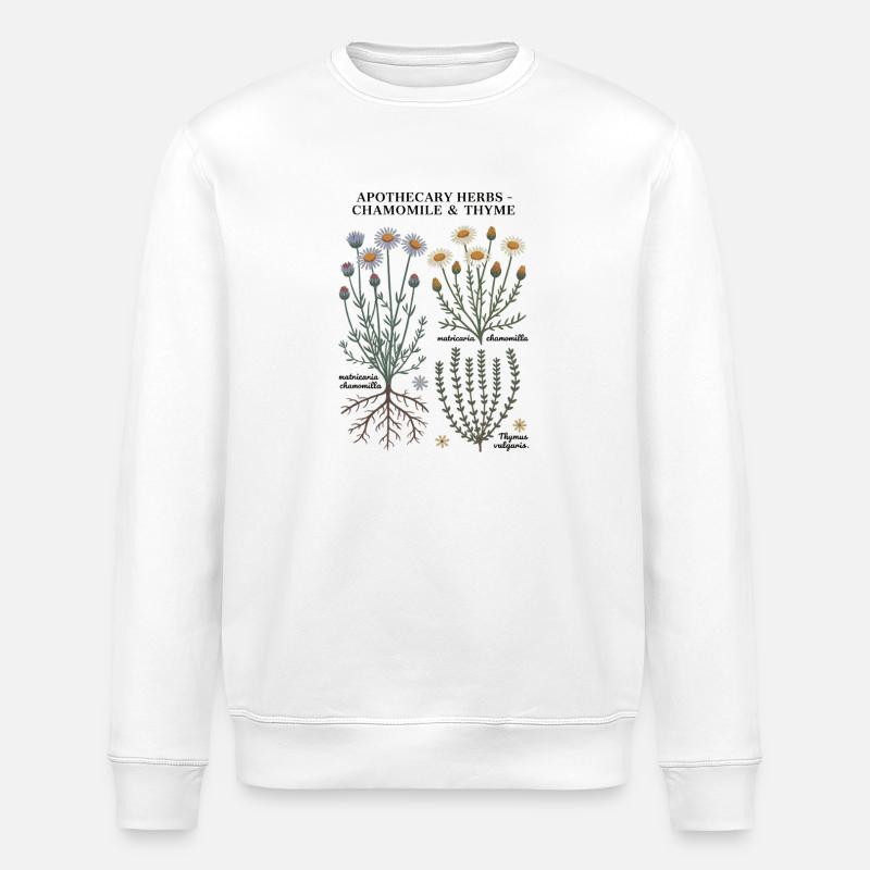 Apothecary Herbs – Kamille & Thymian - Stanley/Stella Unisex Bio-Sweatshirt ROLLER - Weiß