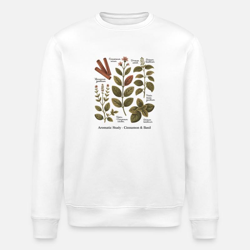 Aromatic Study – Cinnamon & Basil - Stanley/Stella ROLLER Unisex Organic Sweatshirt - white