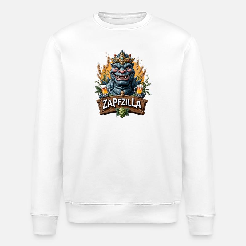 Zapfzilla König Dino Bier - Stanley/Stella Unisex Bio-Sweatshirt ROLLER - Weiß