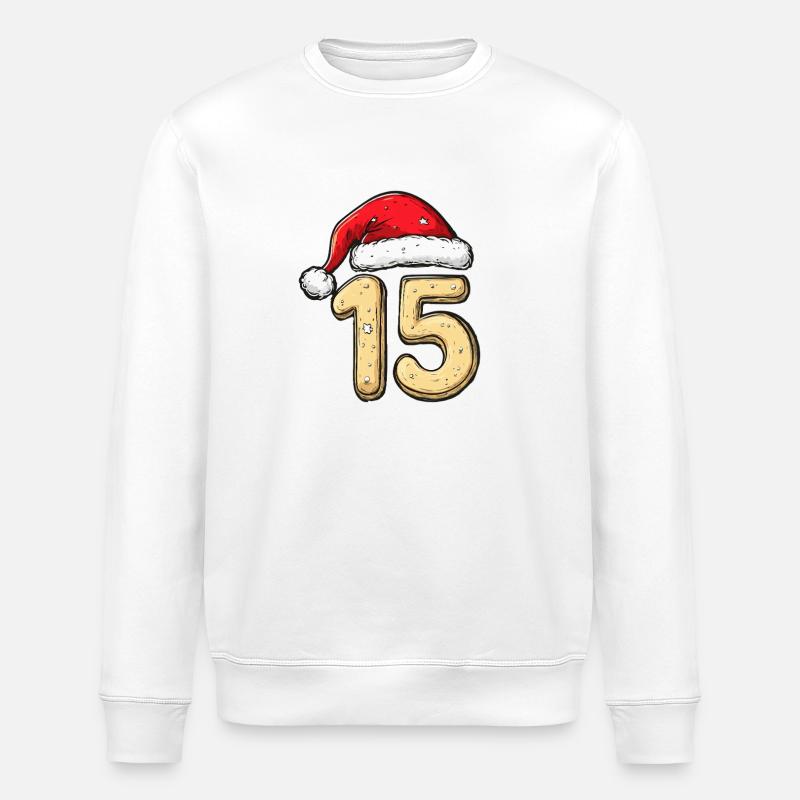 15 Numéro Biscuit Noël - Sweat bio ROLLER Stanley/Stella Unisexe - blanc