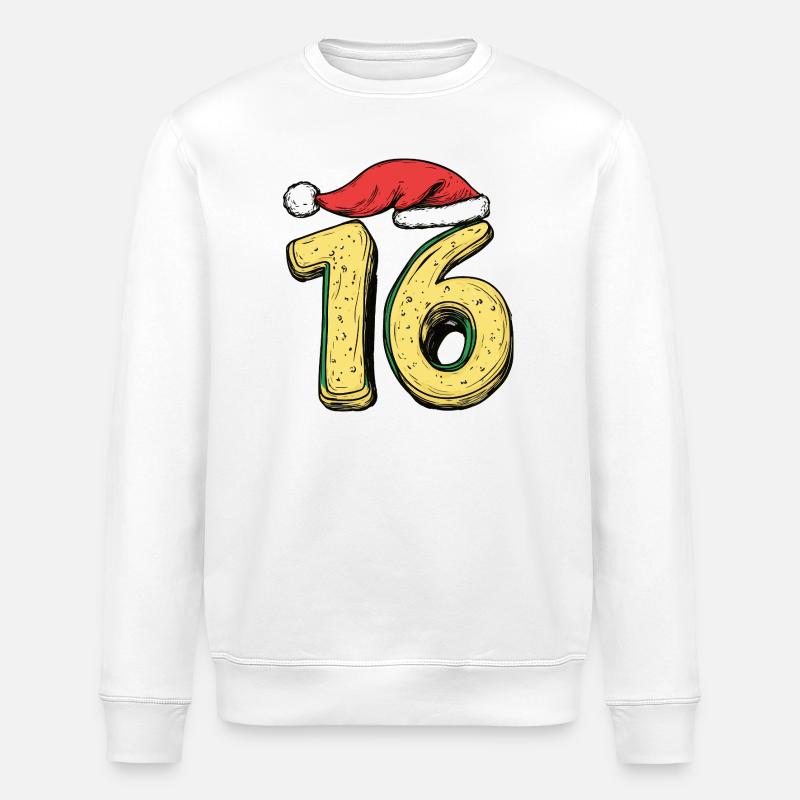 Biscuit de Noël à 16 chiffres - Sweat bio ROLLER Stanley/Stella Unisexe - blanc