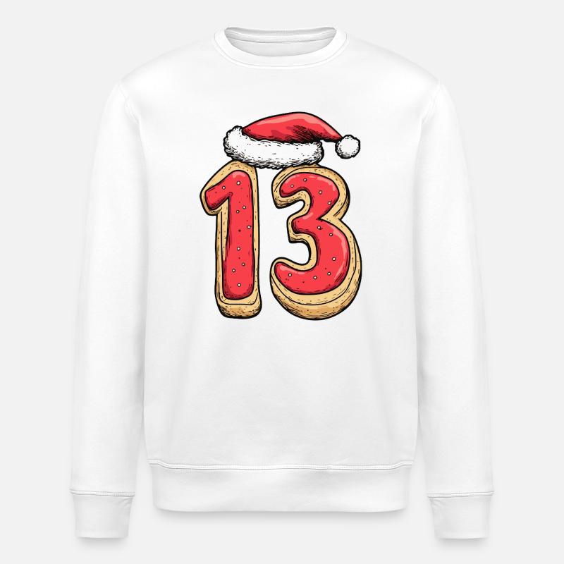 13 Numéro Biscuit Noël - Sweat bio ROLLER Stanley/Stella Unisexe - blanc
