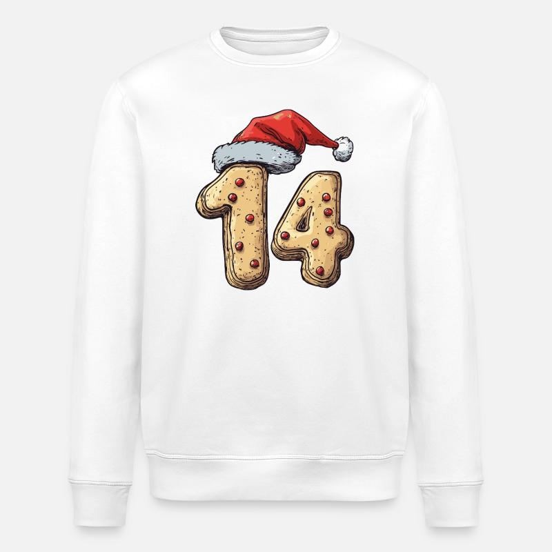14 Numéro Biscuit Noël - Sweat bio ROLLER Stanley/Stella Unisexe - blanc