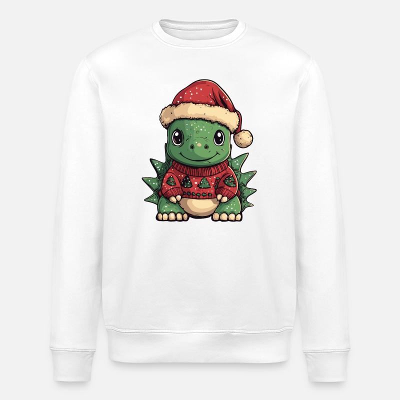 Dinosaurier stegosaurus Weihnachten - Stanley/Stella Unisex Bio-Sweatshirt ROLLER - Weiß