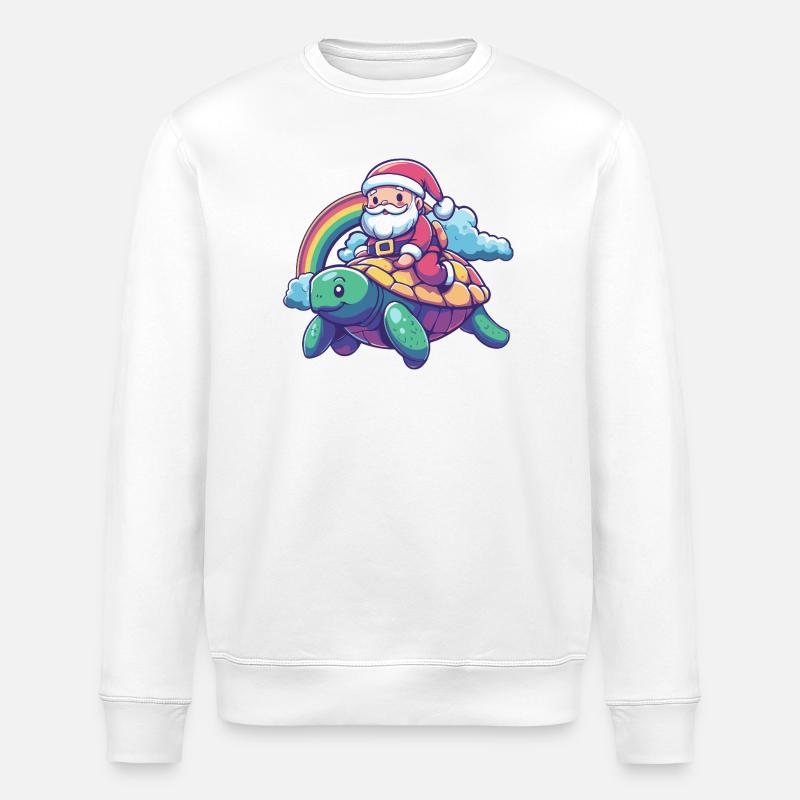 Tortue Père Noël - Sweat bio ROLLER Stanley/Stella Unisexe - blanc