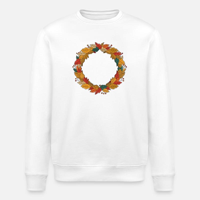 Cercle de couronne de feuilles d’automne - Sweat bio ROLLER Stanley/Stella Unisexe - blanc