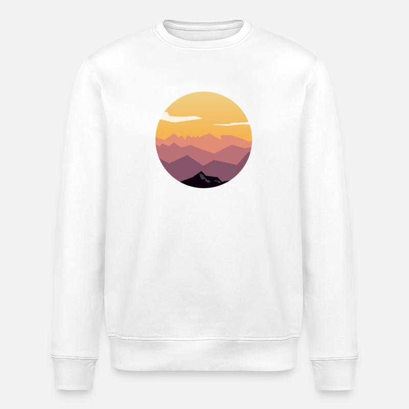 Circle Sunset Mountain Gradient - Stanley/Stella ROLLER Unisex Organic Sweatshirt - white