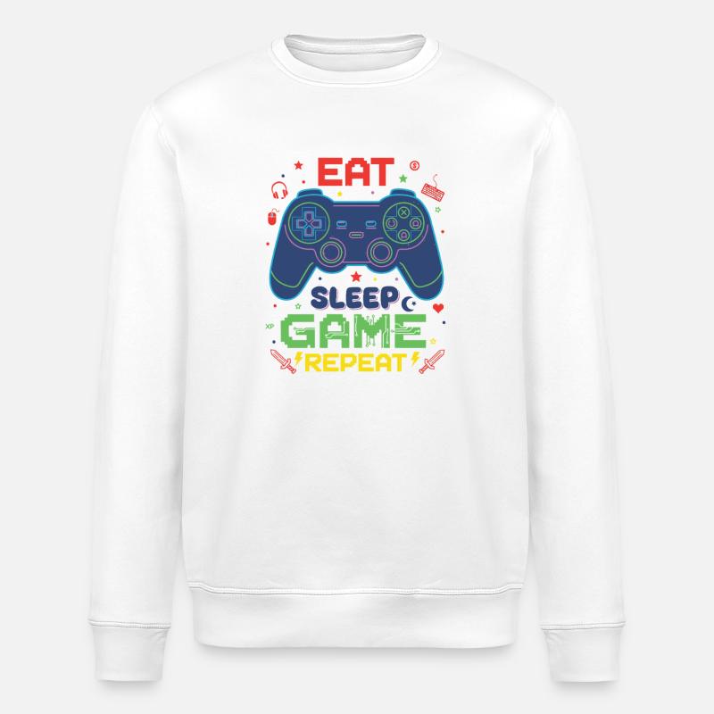 Eat Sleep Game Repeat Neon Controller - Stanley/Stella Unisex Bio-Sweatshirt ROLLER - Weiß