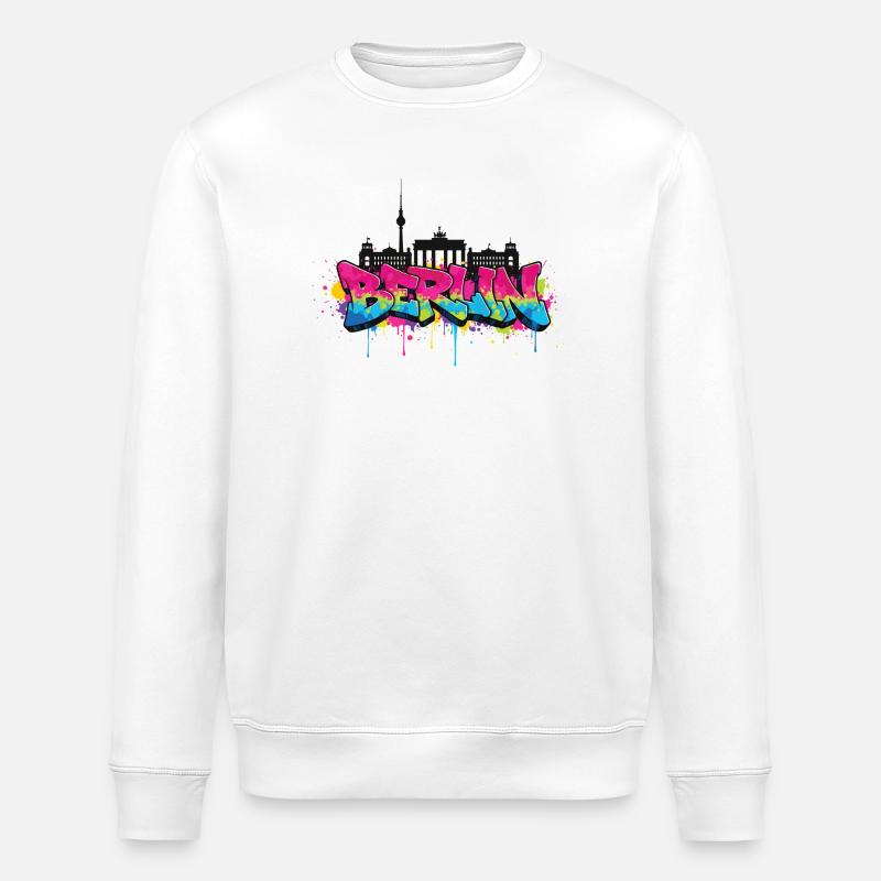 Berlin Graffiti Skyline - Sweat bio ROLLER Stanley/Stella Unisexe - blanc