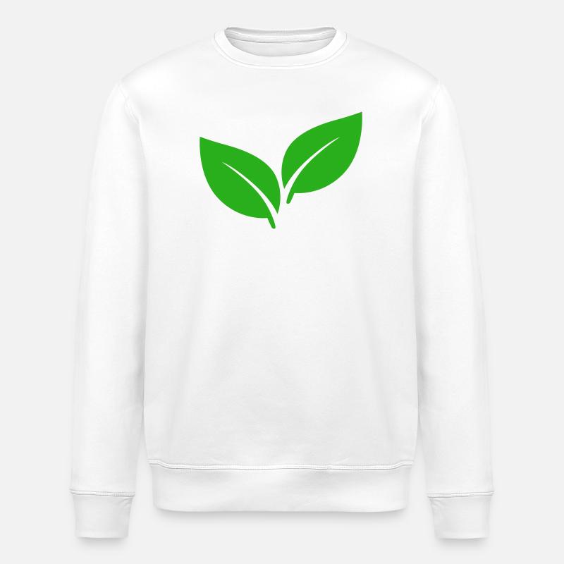 Illustration de feuilles vertes - Sweat bio ROLLER Stanley/Stella Unisexe - blanc