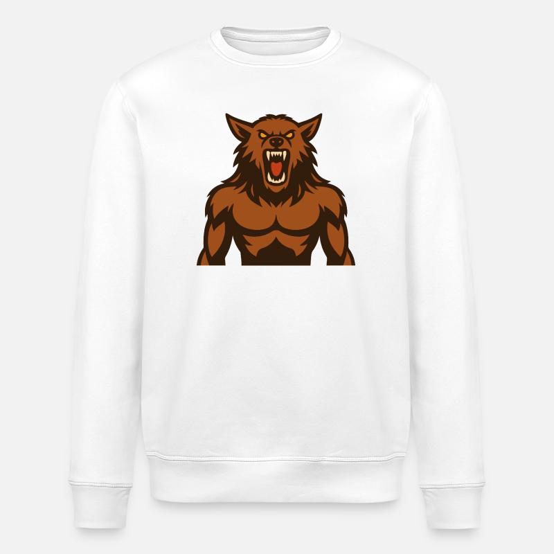 Wolfsbrüller Monstermotiv - Stanley/Stella Unisex Bio-Sweatshirt ROLLER - Weiß