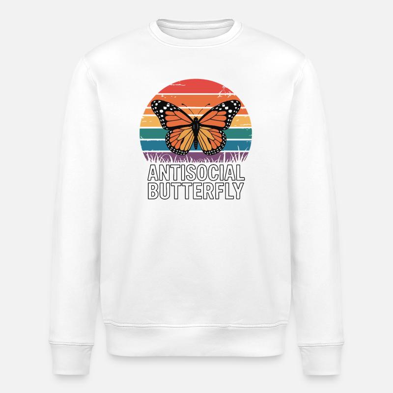 Papillon antisocial - Retro Schmetterling - Sweat bio ROLLER Stanley/Stella Unisexe - blanc