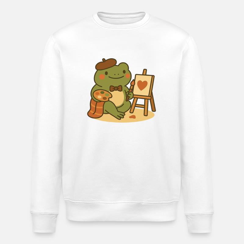Painter Frog – Creative & Heartfelt - Stanley/Stella ROLLER Unisex Organic Sweatshirt - white