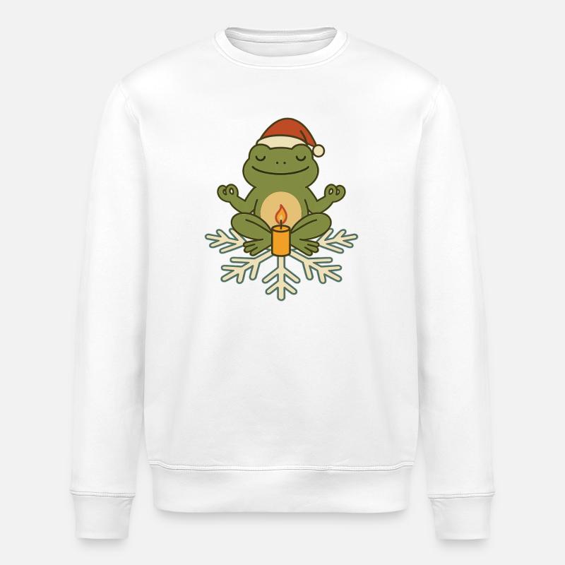 Weihnachtsfrosch meditiert – Cozy Xmas Frog - Stanley/Stella Unisex Bio-Sweatshirt ROLLER - Weiß