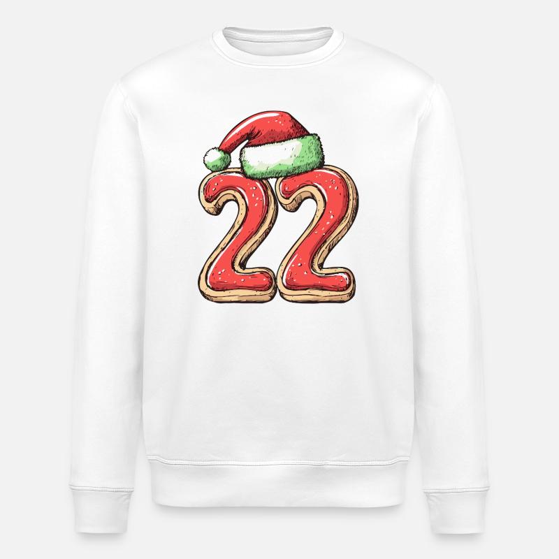 Biscuit de Noël à 22 chiffres - Sweat bio ROLLER Stanley/Stella Unisexe - blanc