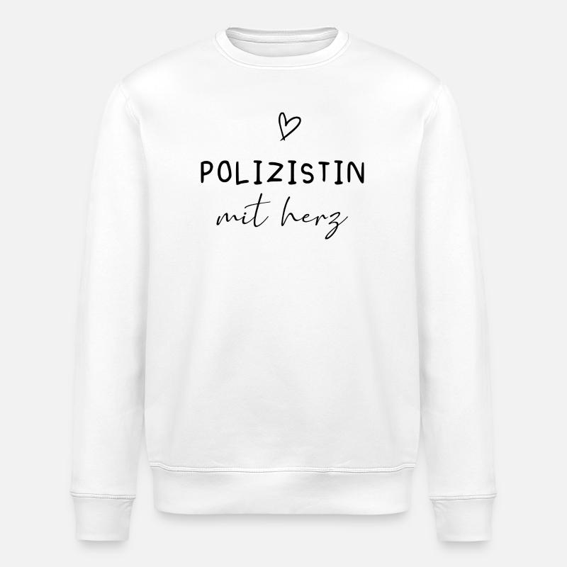 Polizistin mit Herz Dankeschön Geschenk - Stanley/Stella Unisex Bio-Sweatshirt ROLLER - Weiß