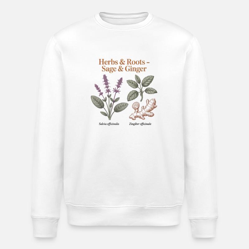 Herbes Botaniques - Sauge & Gingembre - Sweat bio ROLLER Stanley/Stella Unisexe - blanc