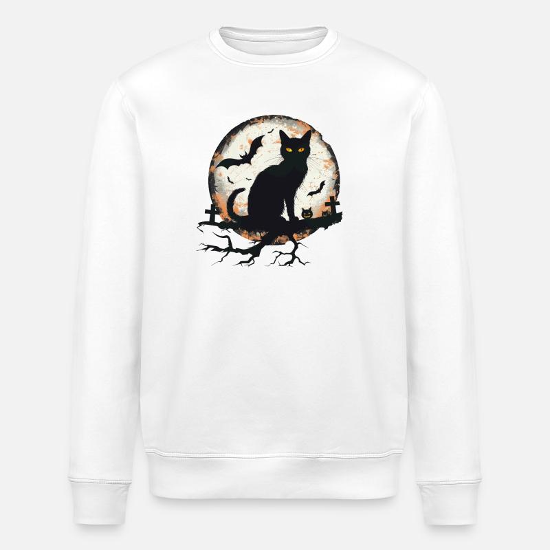 Katze Halloween - Stanley/Stella Unisex Bio-Sweatshirt ROLLER - Weiß