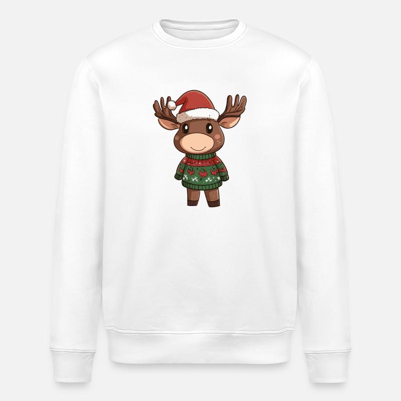 Elch Weihnachten - Stanley/Stella Unisex Bio-Sweatshirt ROLLER - Weiß