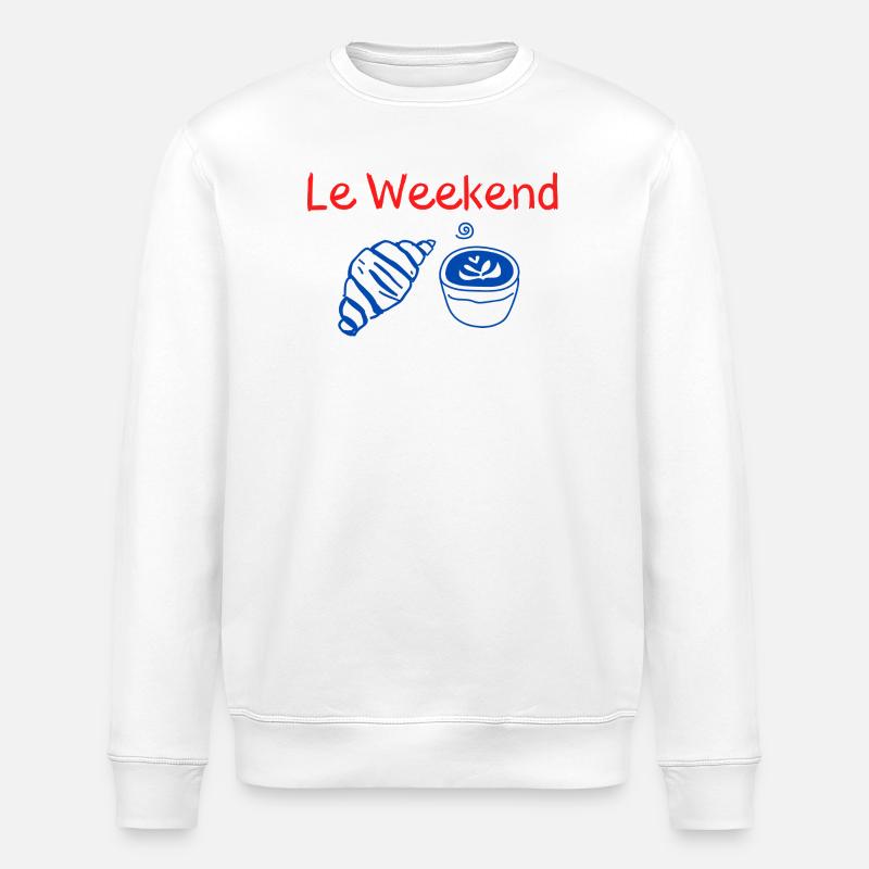 Le Weekend Croissant et Café Bleu - Sweat bio ROLLER Stanley/Stella Unisexe - blanc