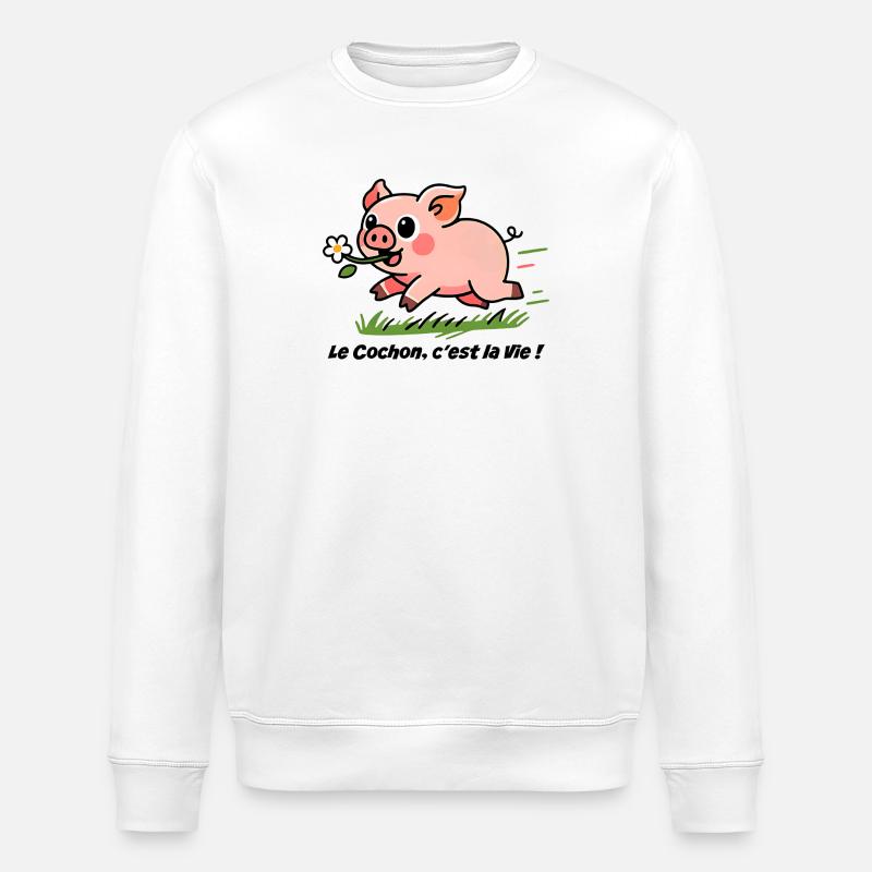 Le Cochon c'est la vie! - Stanley/Stella ROLLER Unisex Organic Sweatshirt - white