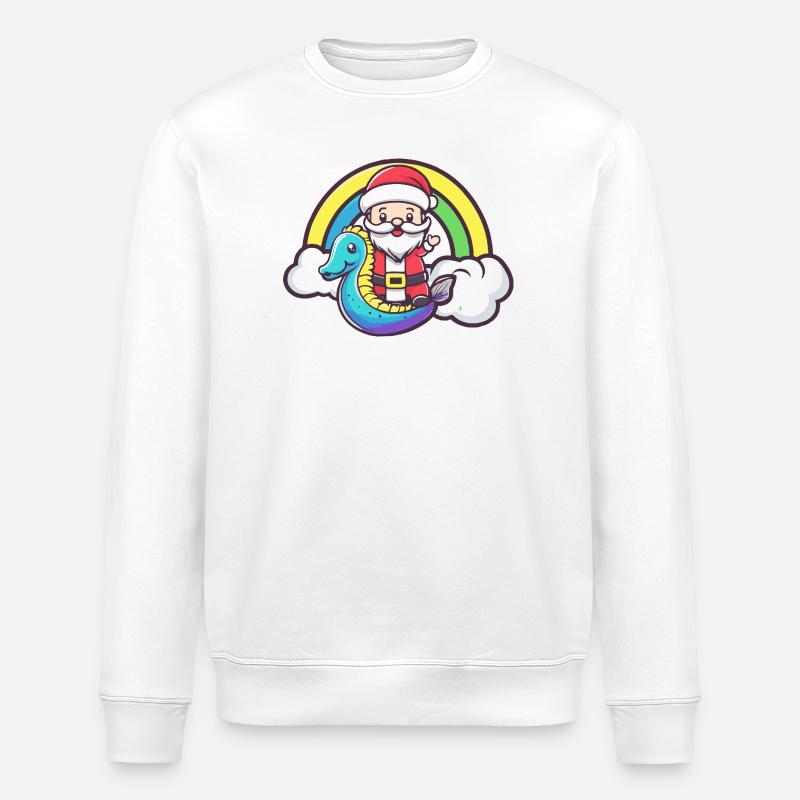 Seepferd Weihnachtsmann Weihnachten - Stanley/Stella Unisex Bio-Sweatshirt ROLLER - Weiß