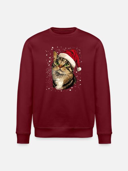 Cat Christmas Winter Hat Snow Winter - Stanley/Stella ROLLER Unisex Organic Sweatshirt - white