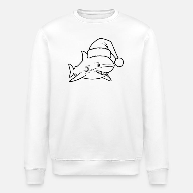 Weihnachts-Hai Cartoon Illustration - Stanley/Stella Unisex Bio-Sweatshirt ROLLER - Weiß
