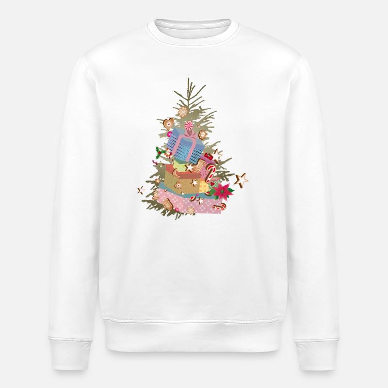 Weihnachtsbaum mit Geschenken und Lebkuchen - Stanley/Stella Unisex Bio-Sweatshirt ROLLER - Weiß