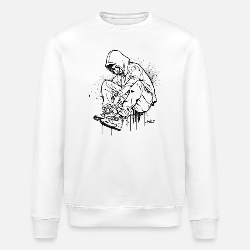 Silhouette Kapuzenpullover Graffiti - Stanley/Stella Unisex Bio-Sweatshirt ROLLER - Weiß