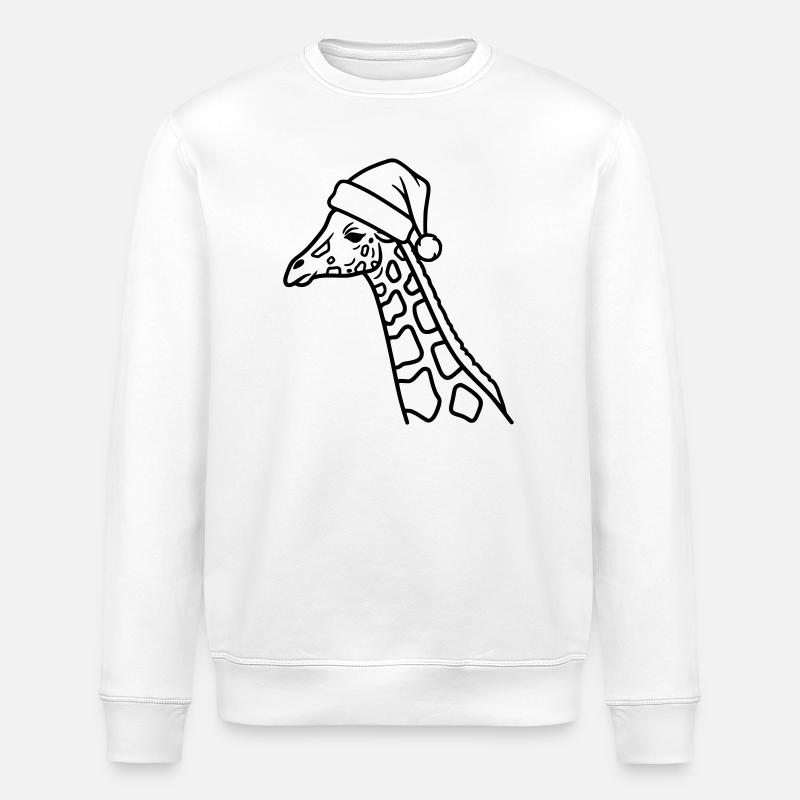 Weihnachtsgiraffe Cartoon Illustration - Stanley/Stella Unisex Bio-Sweatshirt ROLLER - Weiß