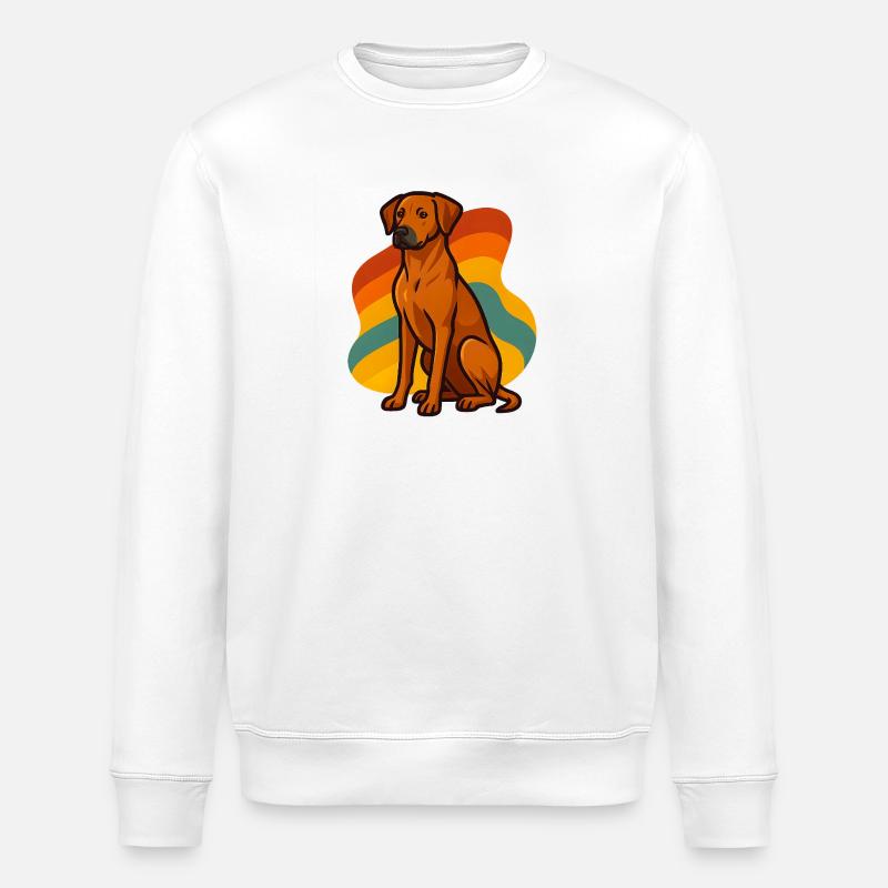 Retro Rhodesian Ridgeback Dog - Stanley/Stella ROLLER Unisex Organic Sweatshirt - white