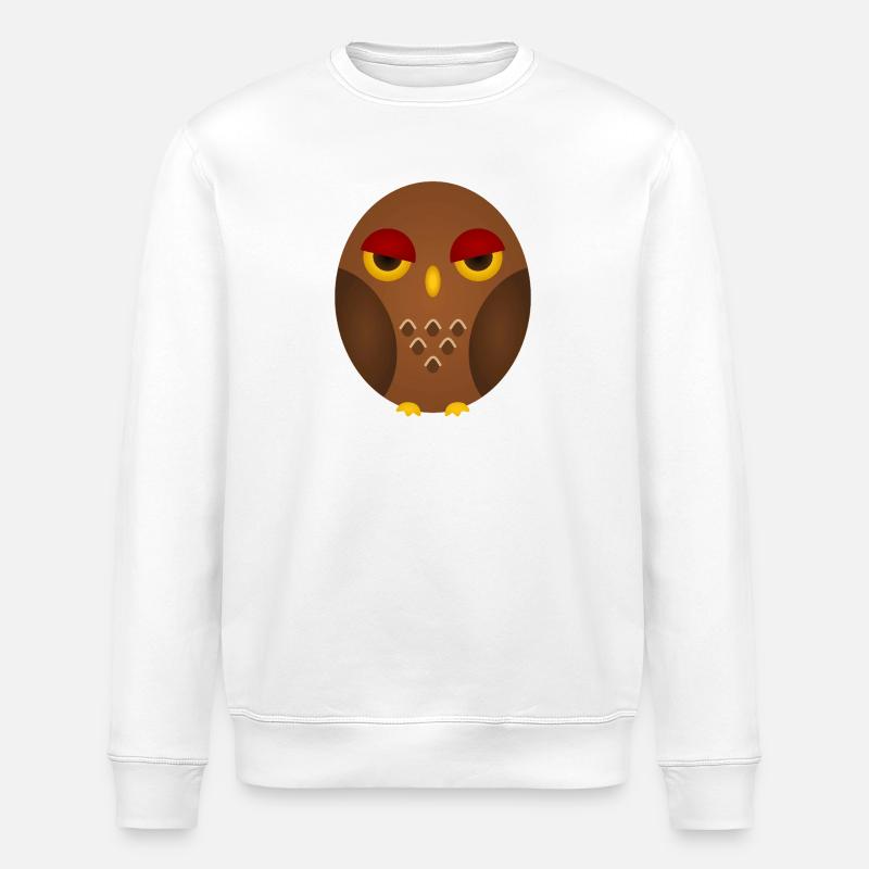 Grumpy Owl Silhouette - Stanley/Stella ROLLER Unisex Organic Sweatshirt - white