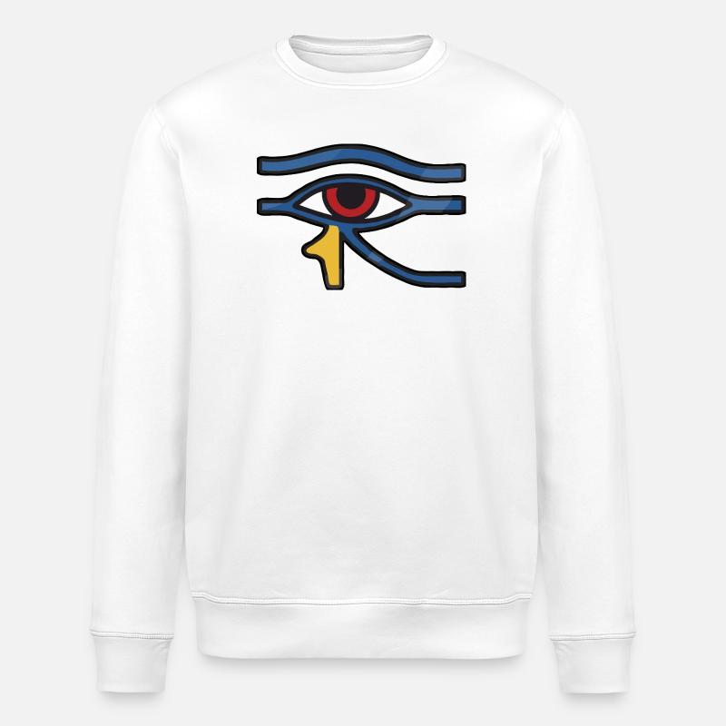 Auge des Horus Blaue Linie - Stanley/Stella Unisex Bio-Sweatshirt ROLLER - Weiß