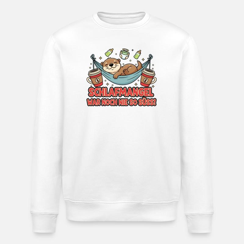 Sleeping angel otter in hammock - Stanley/Stella ROLLER Unisex Organic Sweatshirt - white