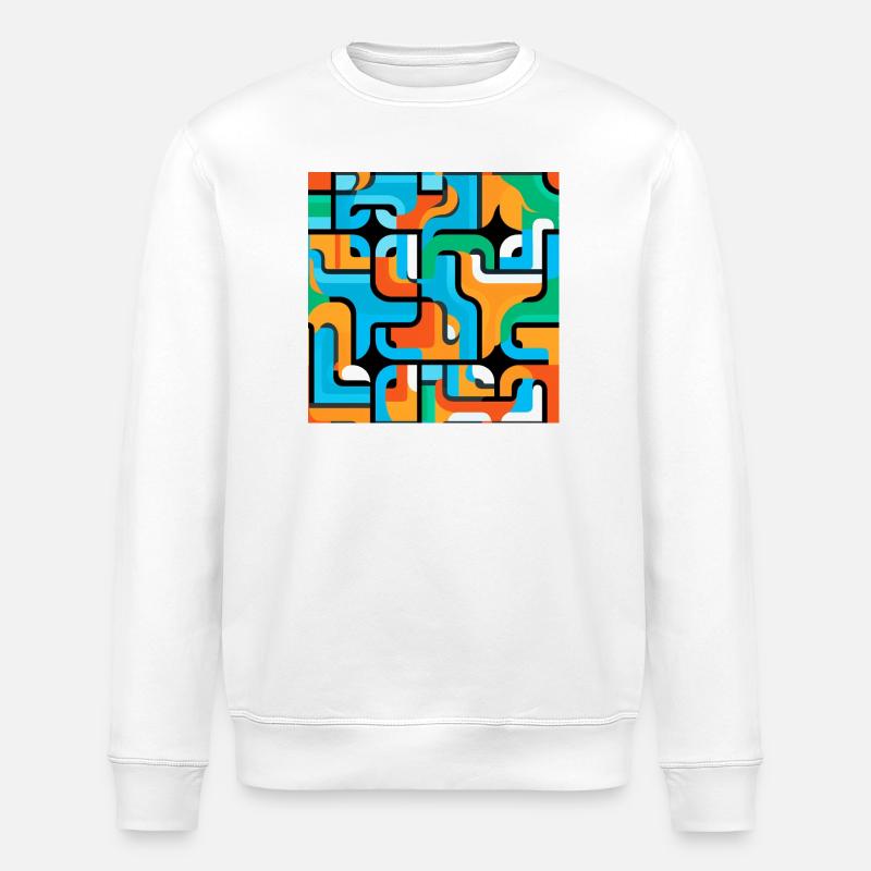 Farbiges Netz Muster Abstrakt - Stanley/Stella Unisex Bio-Sweatshirt ROLLER - Weiß
