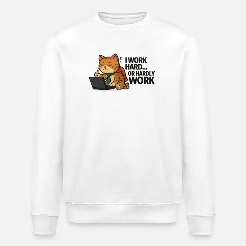 Katzen-Prokrastinierer bei der Arbeit - Stanley/Stella Unisex Bio-Sweatshirt ROLLER - Weiß