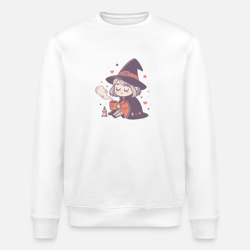 Gemütliche Hexe mit heißem Becher - Stanley/Stella Unisex Bio-Sweatshirt ROLLER - Weiß