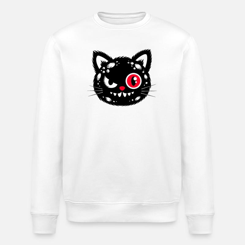 Chat noir aux yeux rouges - Sweat bio ROLLER Stanley/Stella Unisexe - blanc
