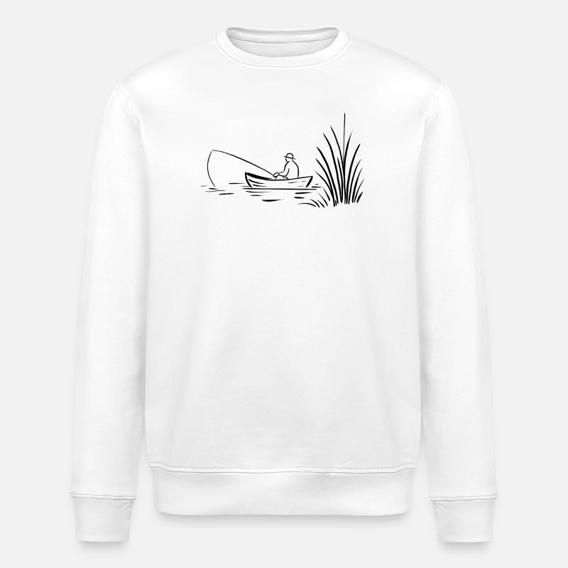 Angler im Boot am See - Stanley/Stella Unisex Bio-Sweatshirt ROLLER - Weiß